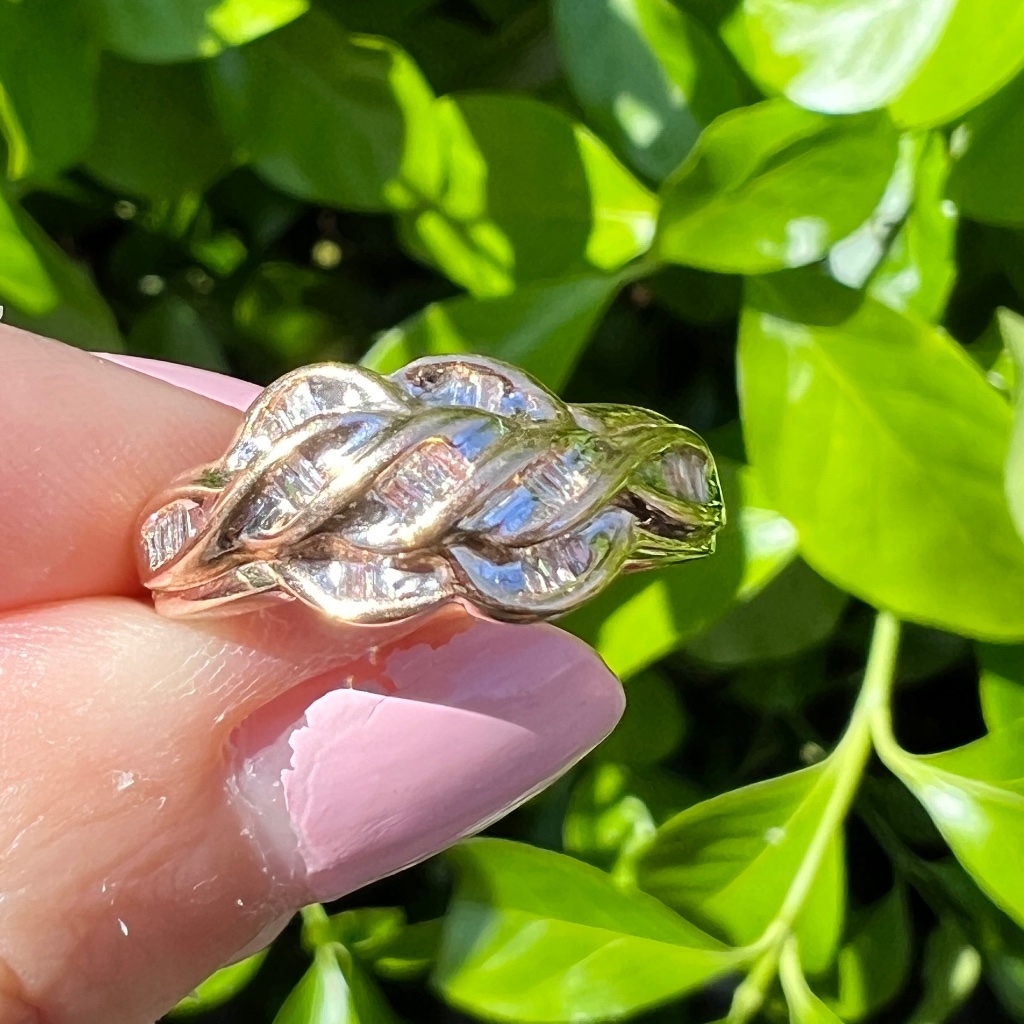 Vintage 10k Yellow  White Gold Diamond Cocktail Ring